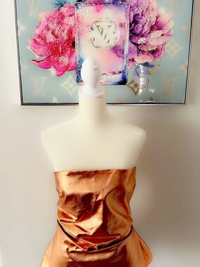 Zara Metallic Copper Strapless Crop Bustier